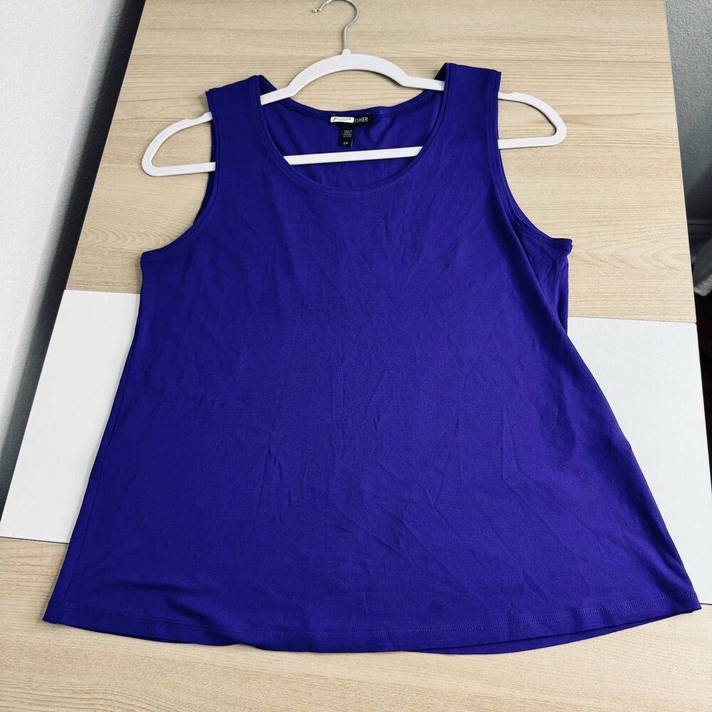 Eileen Fisher Tank Top Womens S Purple Silk Scoop Neck Camisole Minimalist